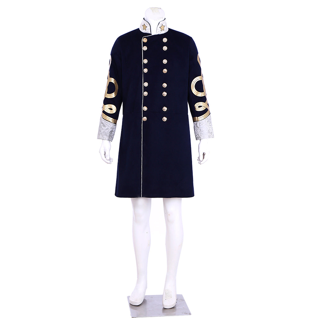 Regency Men's Navy Blue Gold-Accented Noble Courtly Inspired Court Costume Cosplay Stage Outfit Adult Halloween Christmas Party Themed Outfit