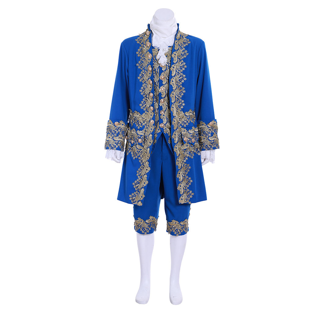 Medieval Men's Rococo Court Suit with Intricate Gold Embroidery Cosplay Stage Costume Adult Halloween Christmas Party Themed Outfit