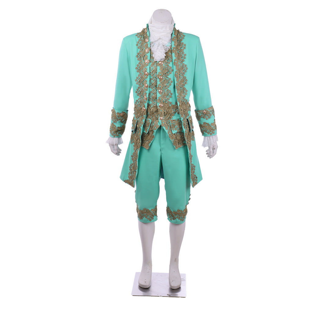 Medieval Men's Rococo Court Suit with Intricate Gold Embroidery Cosplay Stage Costume Adult Halloween Christmas Party Themed Outfit