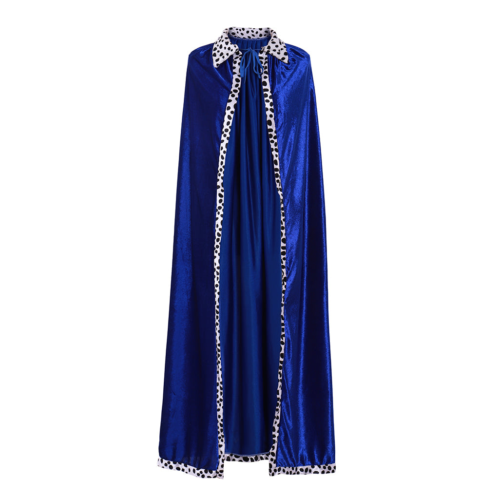Medieval Red Full-Length Cloak with Leopard Print Trim Detailing