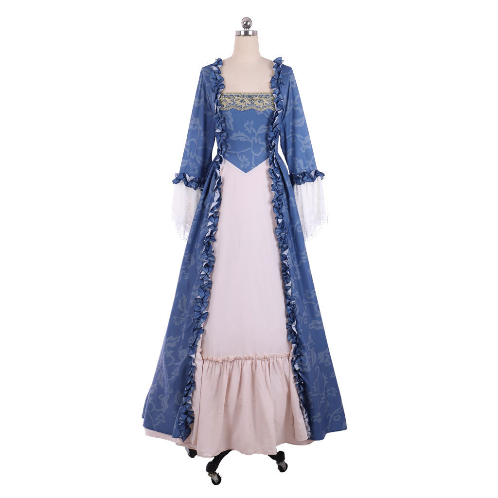 Medieval Baroque Gown Cosplay Costume Blue Regency Retro Renaissance Dress Women Cosplay Outfit Adult Ladies Halloween Dress