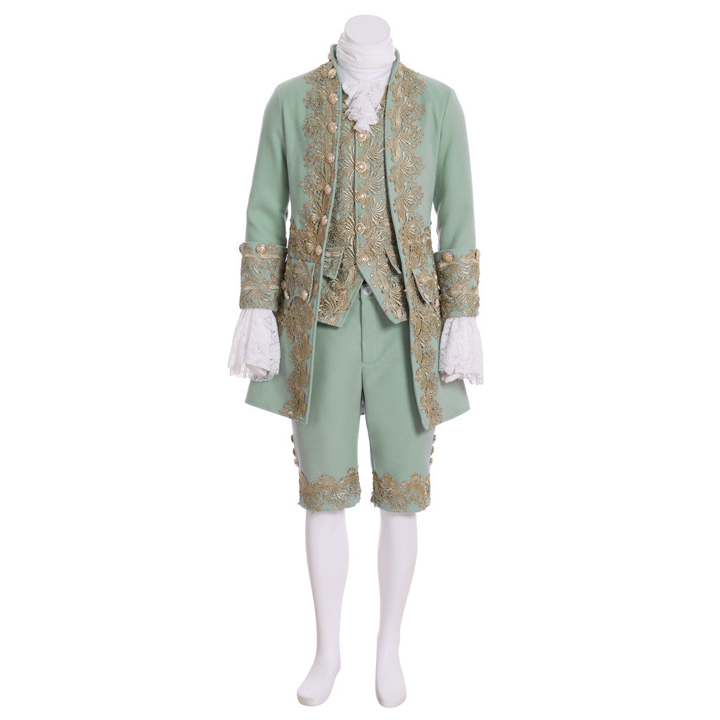 Medieval Men's Rococo Court Suit with Intricate Gold Embroidery Cosplay Stage Costume Adult Halloween Christmas Party Themed Outfit