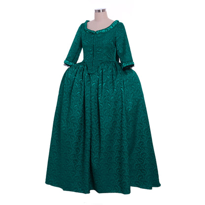 Medieval Renaissance Gothic Rococo Gown Inspired Long Length Prom Gown LARP Ren Faire Adults' Gown Shakespeare Gentlewoman Solid Ball Gown Green Women's Halloween Carnival Party Evening Dress Valentine's DayParty Masquerade Adults' Dress All