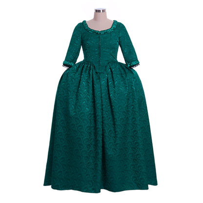 Medieval Renaissance Gothic Rococo Gown Inspired Long Length Prom Gown LARP Ren Faire Adults' Gown Shakespeare Gentlewoman Solid Ball Gown Green Women's Halloween Carnival Party Evening Dress Valentine's DayParty Masquerade Adults' Dress All
