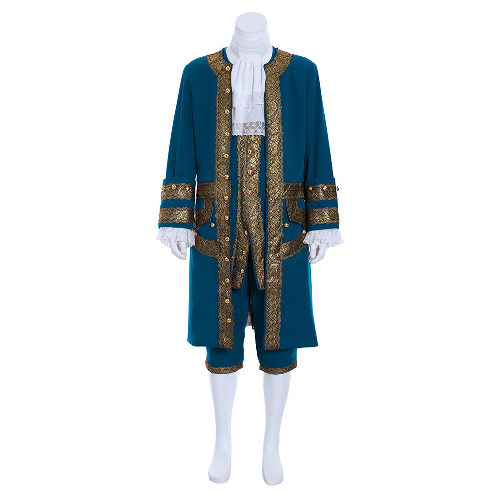 18th-Century European Rococo Justaucorps and Breeches Costume with Gold Embellishments  for Historical Reenactments Cosplay Events or Halloween Christmas or Parties