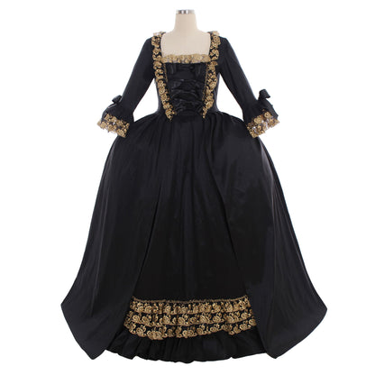 Gothic Rococo Victorian Dress Necklace Style For The Neck Flare Cuff Sleeve Party Costume Prom Dress Princess Shakespeare Solid Color Ball Gown Black  Women's Royal Halloween Carnival Valentine's Day Party Evening Dress Masquerade Adults' Dress All