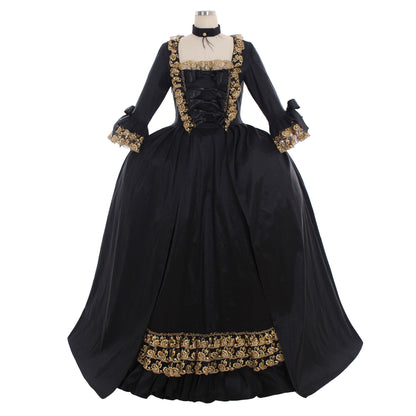 Gothic Rococo Victorian Dress Necklace Style For The Neck Flare Cuff Sleeve Party Costume Prom Dress Princess Shakespeare Solid Color Ball Gown Black  Women's Royal Halloween Carnival Valentine's Day Party Evening Dress Masquerade Adults' Dress All