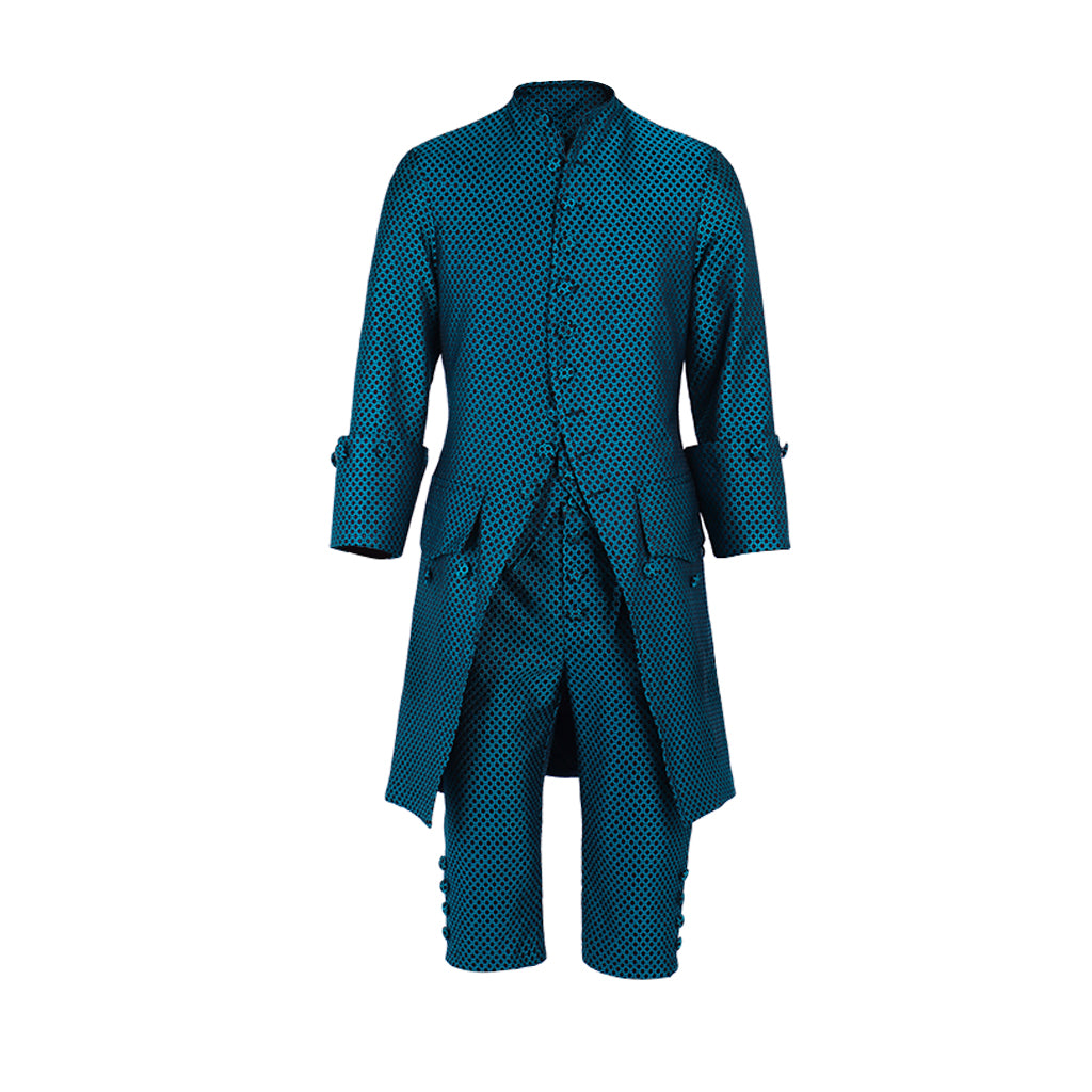 Medieval Men's Teal Elegant - Styled Aristocratic Court Costume Cosplay Stage Outfit Adult Halloween Christmas Party Themed Outfit