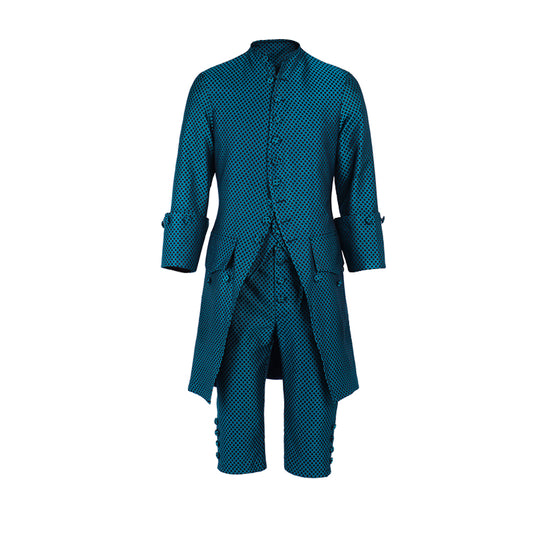Medieval Men's Teal Elegant - Styled Aristocratic Court Costume Cosplay Stage Outfit Adult Halloween Christmas Party Themed Outfit
