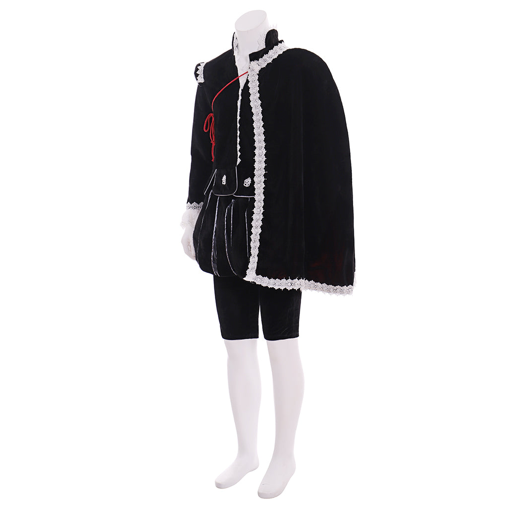 Men's Renaissance Tudor-style Black Cloak and Breeches Costume  for Cosplay Themed Events Halloween Christmas or Themed Parties