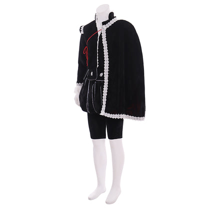 Men's Renaissance Tudor-style Black Cloak and Breeches Costume  for Cosplay Themed Events Halloween Christmas or Themed Parties