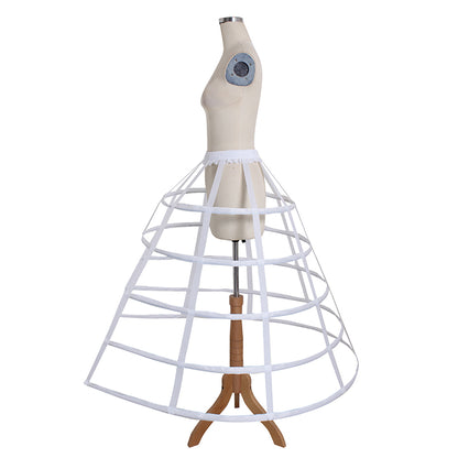 Women's White Baroque Cage Hoop Skirt Pannier Victorian Crinoline Underskirt Vintage Petticoat for Ball Dress Cosplay Princess Dress Rococo Style
