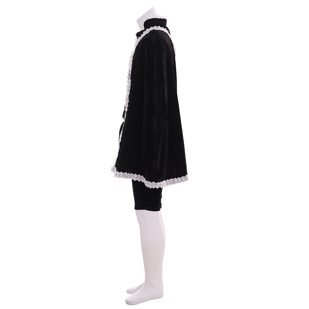 Men's Renaissance Tudor-style Black Cloak and Breeches Costume  for Cosplay Themed Events Halloween Christmas or Themed Parties