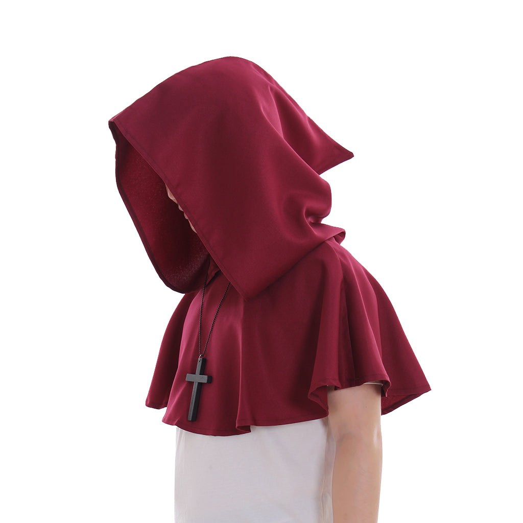 Medieval Gothic Hooded Short Cloak Cropped Cape for Cosplay  Halloween Costumes