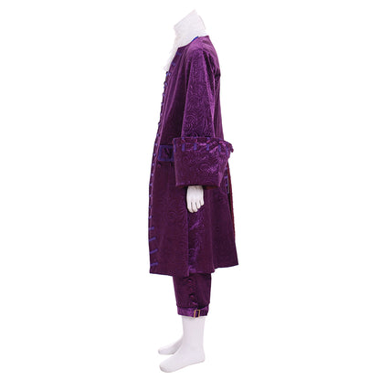 Renaissance Men's Purple Velvet Brocade Costume Set Tudor  style for Cosplay Themed Events Halloween Christmas or Themed Parties
