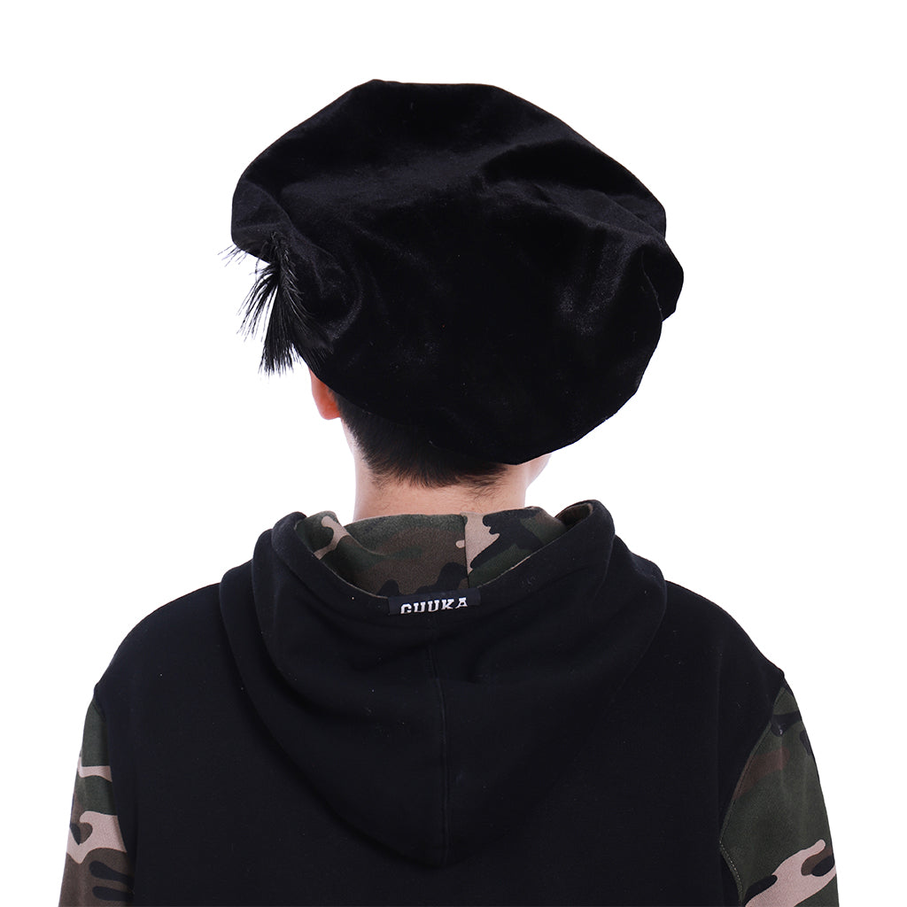 Medieval Black Hat with Gold Greek Key Pattern Trim