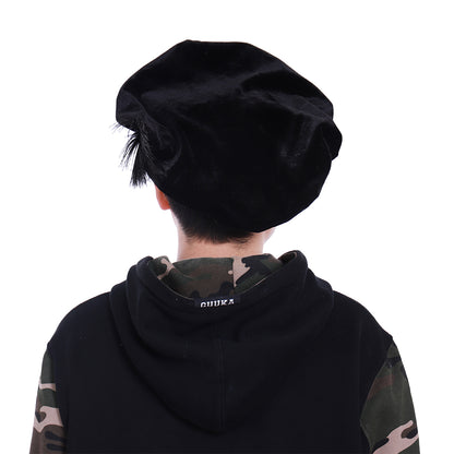 Medieval Black Hat with Gold Greek Key Pattern Trim