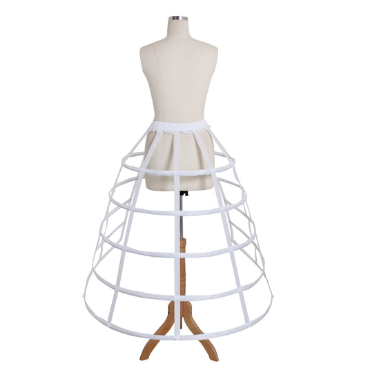 Women's White Baroque Cage Hoop Skirt Pannier Victorian Crinoline Underskirt Vintage Petticoat for Ball Dress Cosplay Princess Dress Rococo Style