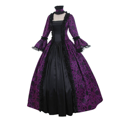 Gothic Rococo Victorian Party Costume Ball Gown Prom Dress Princess Lace print  Women's Royal Masquerade Party Carnival of Venice Adults' Dress
