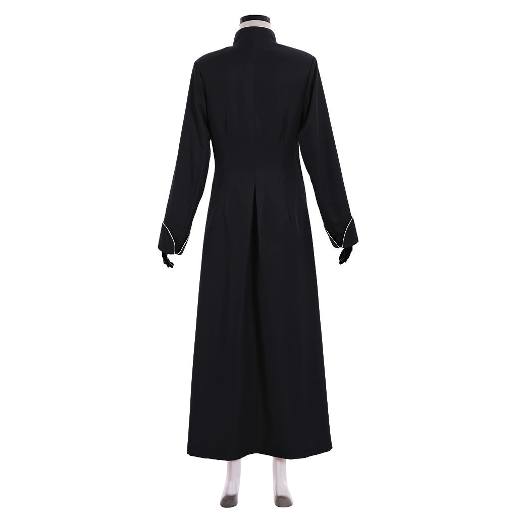 Medieval Women Renaissance Black Cosplay Costume Adult Ancient Gown With Mandarin Collar Long Sleeve Gothic Ladies Halloween Christmas Dress