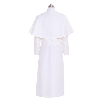 Medieval Men Renaissance White Papal-style Cosplay Costume Adult Vintage Religious Long Sleeve Maxi Robe Men's Halloween Christmas
