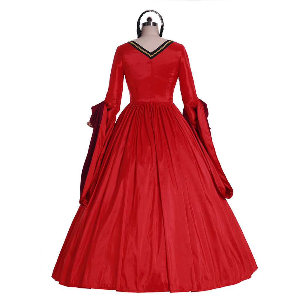 Queen Elizabeth Tudor Period Dress Renaissance Medieval Inspired Gown Prom Outfit Princess Shakespeare Blue - Gold Patterned Long Sleeve Women's Halloween Carnival Valentine's Day Party Evening Party Masquerade Adults' Dress All