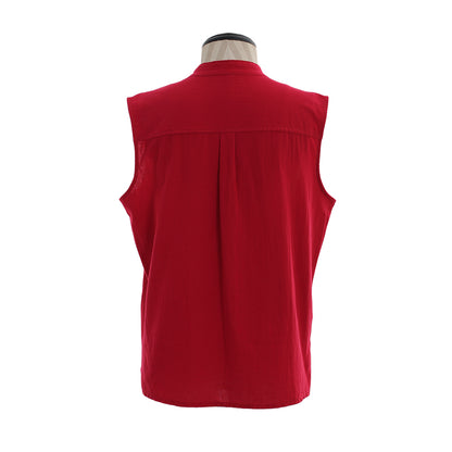 Medieva Men's Sleeveless Tunic with Lace Up Neckline Renaissance Style Top for Cosplay or Themed EventsHalloween Christmas or Themed Parties