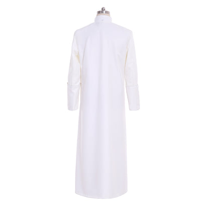 Medieval Men Renaissance White Papal-style Cosplay Costume Adult Vintage Religious Long Sleeve Maxi Robe Men's Halloween Christmas