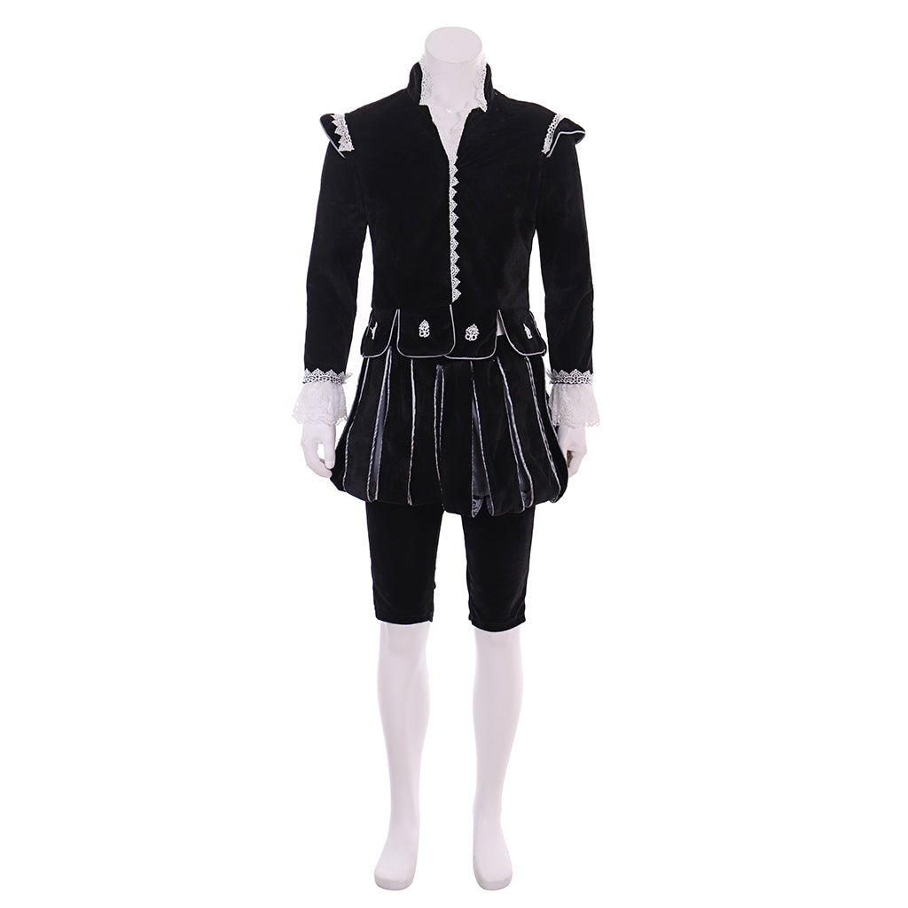Men's Renaissance Tudor-style Black Cloak and Breeches Costume  for Cosplay Themed Events Halloween Christmas or Themed Parties