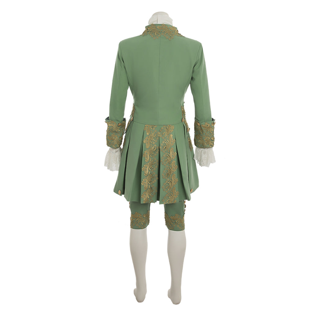 Medieval Men's Rococo Court Suit with Intricate Gold Embroidery Cosplay Stage Costume Adult Halloween Christmas Party Themed Outfit