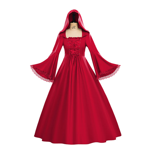 Medieval Hooded Gowns with Long Sleeves for Historical Reenactments Medieval Themed Halloween Christmas