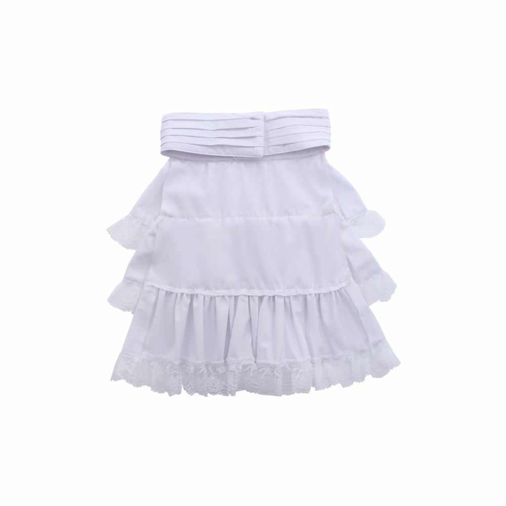 Gothic Lolita Women's White High-Waisted Layered Ruffle Skirt with Lace Trim