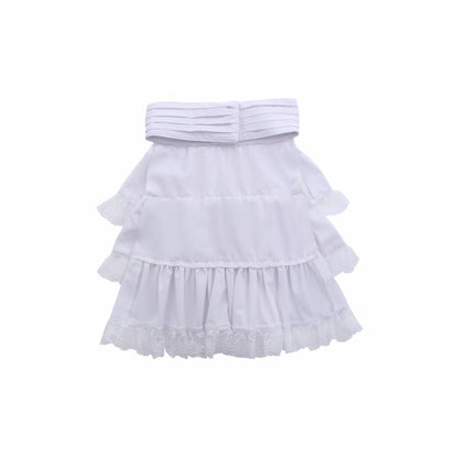 Gothic Lolita Women's White High-Waisted Layered Ruffle Skirt with Lace Trim