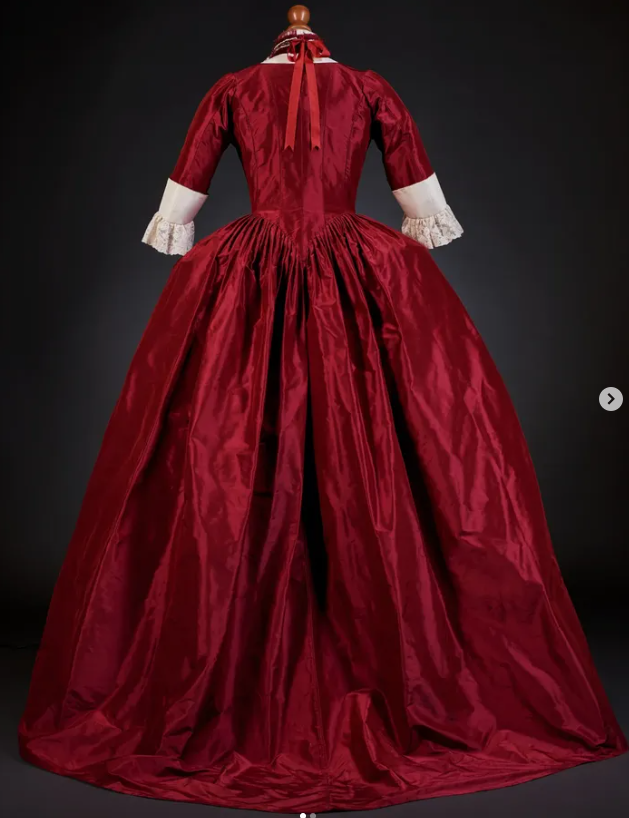 Rococo Style Red Satin Gown with ELayered Overskirt for Historical Reenactments Royal Court Halloween Christmas