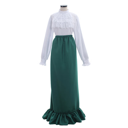 Medieval Women Renaissance Red Green Cosplay Costume Adult Ancient Outfit With Fur Trimmed Top And Long Skirt Gothic Ladies Halloween Christmas Dress
