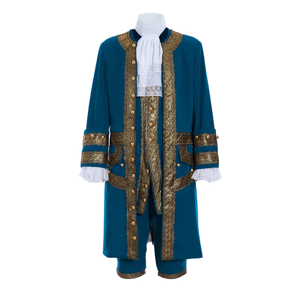 18th-Century European Rococo Justaucorps and Breeches Costume with Gold Embellishments  for Historical Reenactments Cosplay Events or Halloween Christmas or Parties