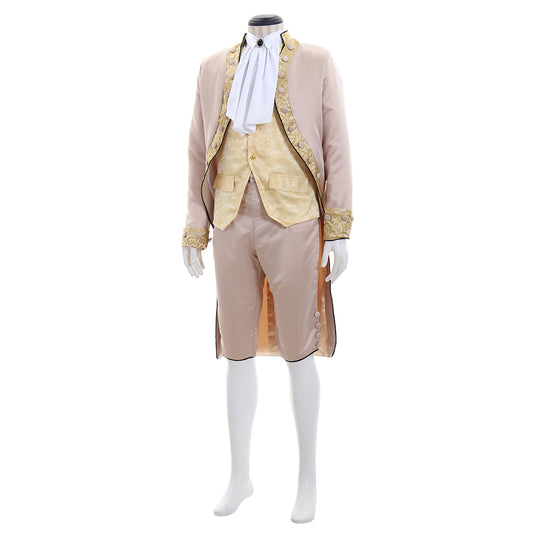 18th Century European Rococo Style Gentleman’s Suit with Beige Vest and Contrasting Trim for Historical Reenactments Cosplay Events Halloween Christmas or Parties