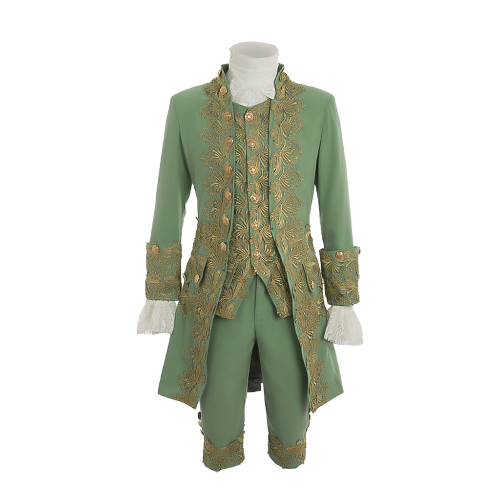 Medieval Men's Rococo Court Suit with Intricate Gold Embroidery Cosplay Stage Costume Adult Halloween Christmas Party Themed Outfit