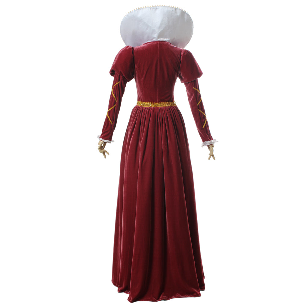 Medieval Women Renaissance Cosplay Costume Adult Ancient Outfit With Ruffled Collar And Color - Blocked Long Skirt Gothic Ladies Dress