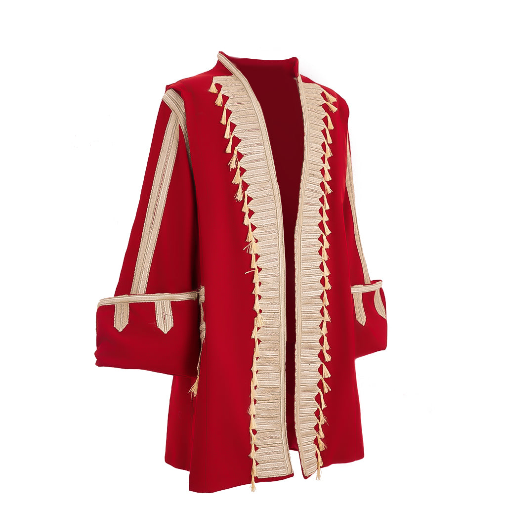 Regency Men's Red Cream-Ruffled Noble Courtly Inspired Court Costume Cosplay Stage Outfit Adult Halloween Christmas Party Themed Outfit