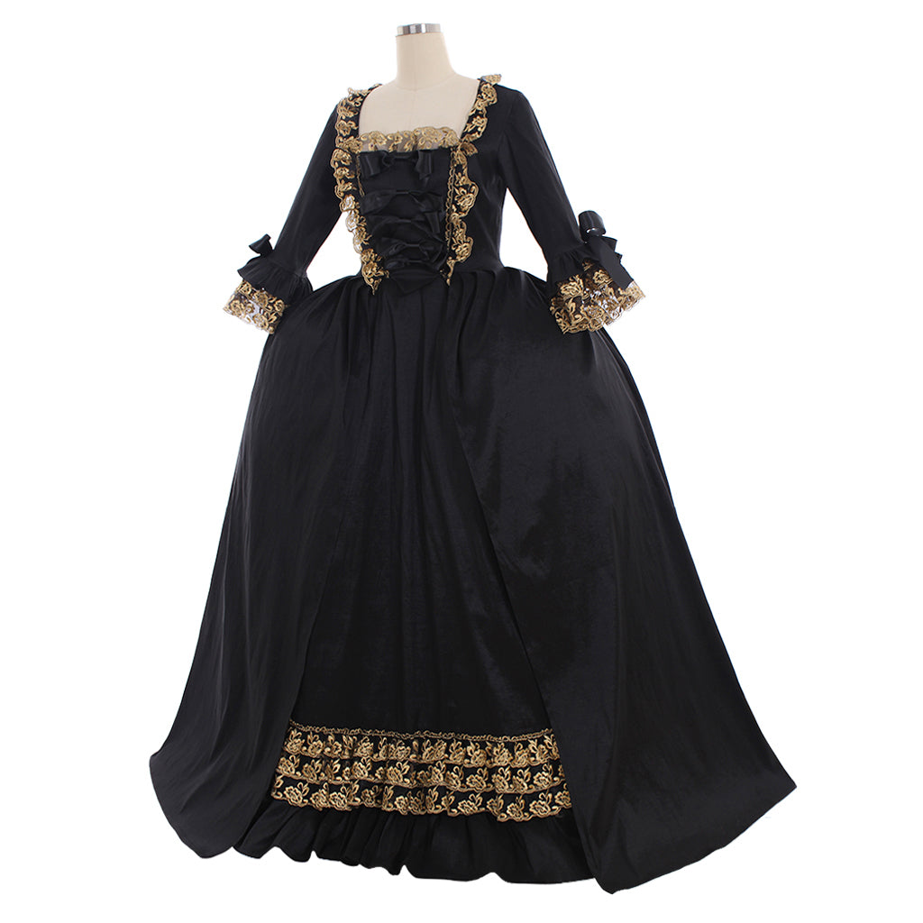 Gothic Rococo Victorian Dress Necklace Style For The Neck Flare Cuff Sleeve Party Costume Prom Dress Princess Shakespeare Solid Color Ball Gown Black  Women's Royal Halloween Carnival Valentine's Day Party Evening Dress Masquerade Adults' Dress All