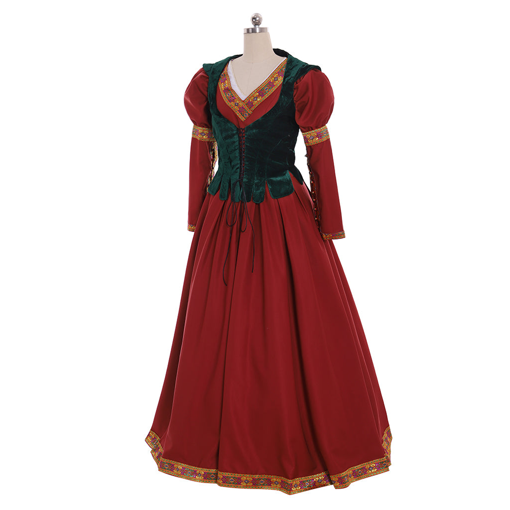 Medieval Women Renaissance Cosplay Costume Adult Ancient Outfit With Corset Top And Puff Sleeves Long Skirt Gothic Ladies Dress