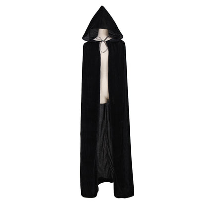 Medieval Hooded Velvet Cloak Adult Renaissance Vintage Cosplay Long Robe