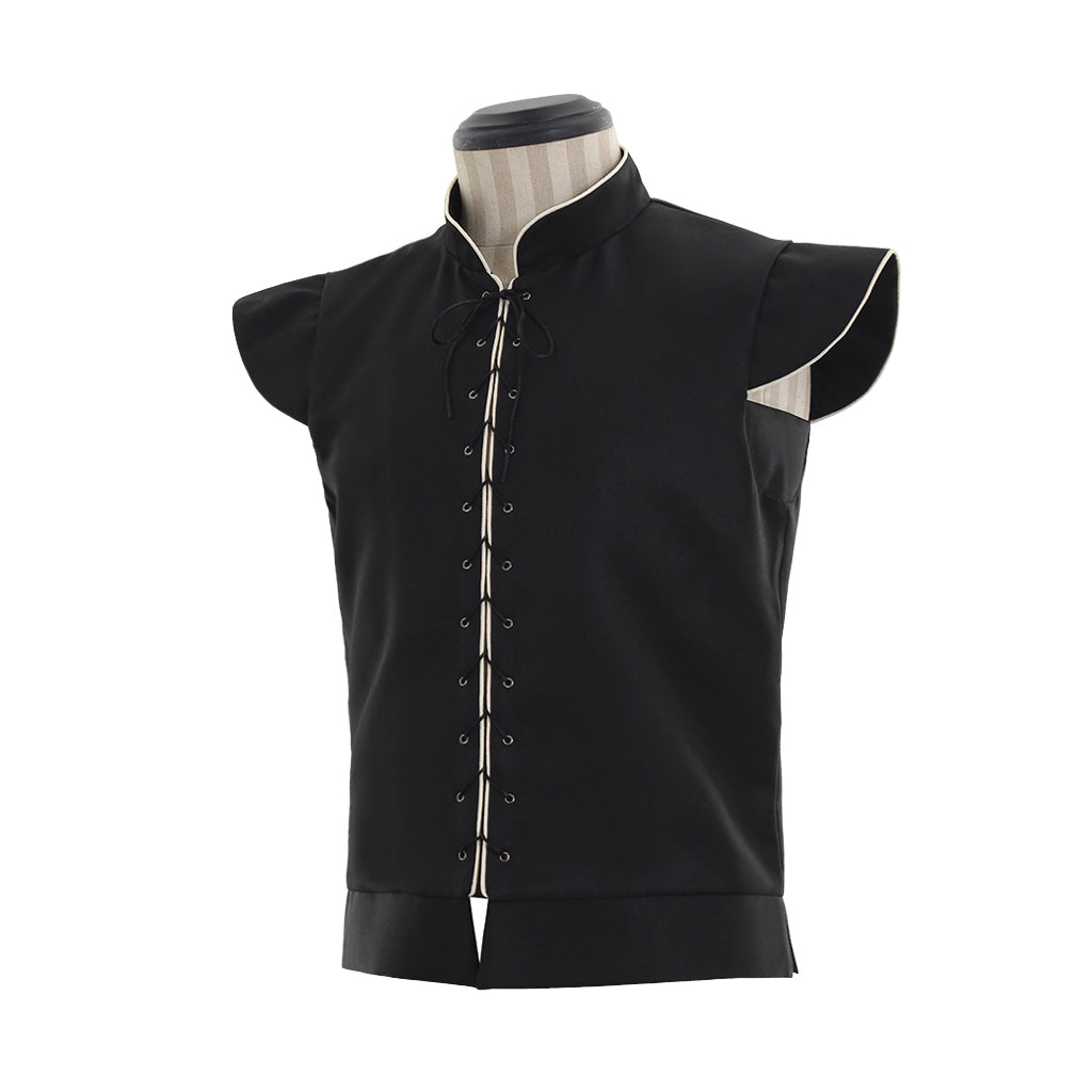 Medieva Men's Sleeveless Tunic with Lace Up Neckline Renaissance Style Top for Cosplay or Themed Events Halloween Christmas or Themed Parties