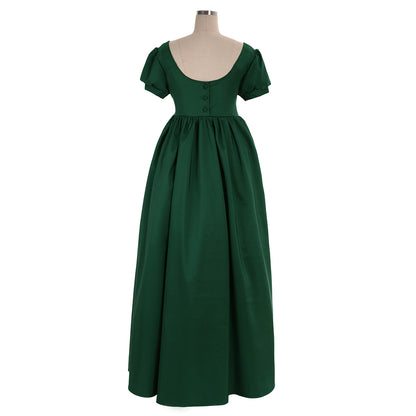 Medieval Women Viking Dark Green Cosplay Costume Adult Renaissance Ancient Gown With Short Sleeves Norse Gothic Ladies Halloween Christmas Dress
