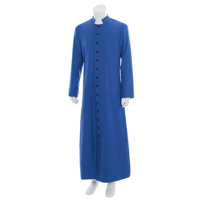 Medieval Men Renaissance Blue Button - Down Cosplay Costume Adult Vintage Court Long Sleeve Maxi Robe Men's Halloween Christmas