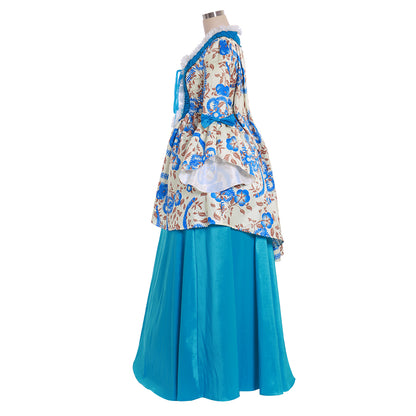 Victorian Rococo Medieval Length Dress  Pint Dsign Trumpet Sleeve Ball Gown Party Costume Women's Royal Halloween Carnival Party Evening Dress Valentine's DayParty Masquerade Adults' Dress All