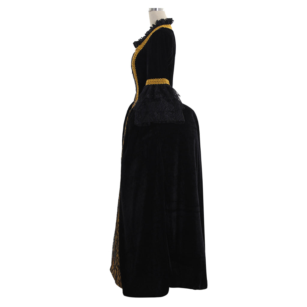 18th Rococo Colonial gown  Victorian Renaissance Princess  Period Prom Dress Black  Costume Lace print Custom Women's  Vintage Cosplay Performance Party Christmas Halloween Carnival Party Evening dress  Masquerade Adults' Dress