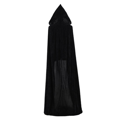 Medieval Hooded Velvet Cloak Adult Renaissance Vintage Cosplay Long Robe