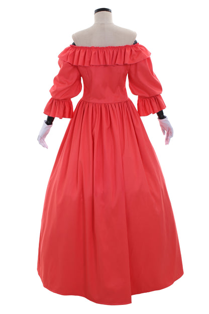 Victorian Rococo Medieval Floor - Length Dress Ball Gown Party Costume Princess Solid Color Ball Gown Off - Shoulder Puff - Sleeve Red Women's Halloween Carnival Party Evening Dress Valentine's Day Party Masquerade Adults' Dress All